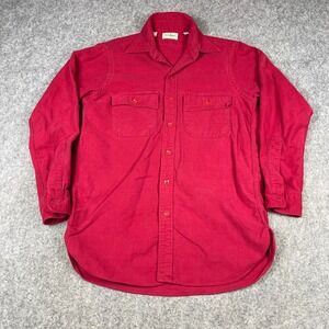 Vintage LL Bean Chamois Cloth Shirt Mens Med Red Cotton Flannel USA 80s/90s